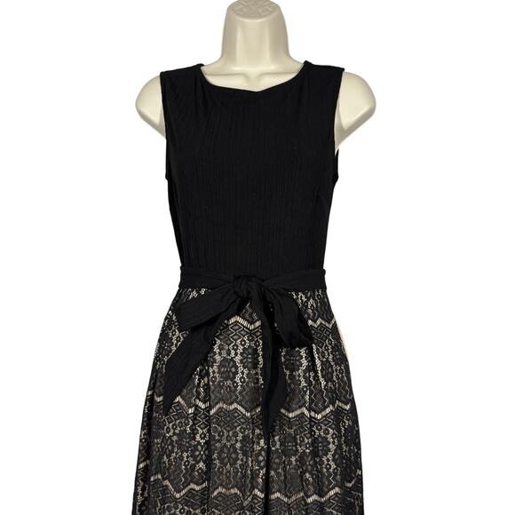 NEW! VFShow Lace Midi Dress Sleeveless Lace Midi Date Party Black Tie Waist - S - Picture 9 of 11
